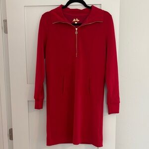Lilly Pulitzer Bright Red Half-Zip Sweatshirt Dress